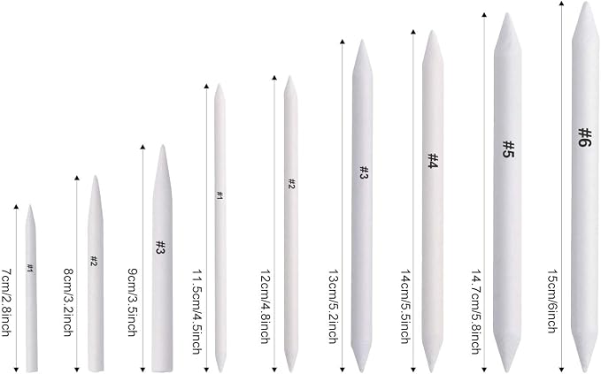 FEBSNOW 12 Pcs Blending Stump and Tortillions, Paper Art Blenders, Art Pencils - Image 2