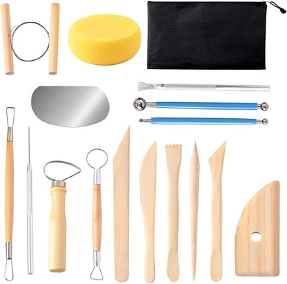 S & E TEACHER'S EDITION 17 Pcs Pottery & Clay Sculpting Tools, Double-Sided by SETEACHERSEDITION