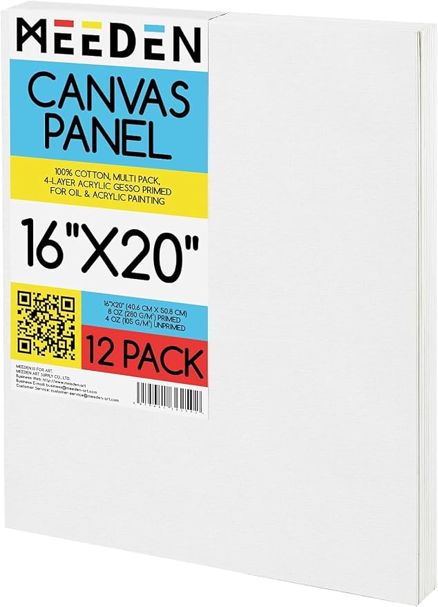 MEEDEN 12-Pack Canvas Boards for Painting, 16 × 20 Inches Blank White Canvas by MEEDEN