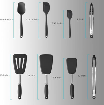 Silicone Spatulas Set Turners Tongs Cooking Utensils Set High Heat Resistant - Image 2