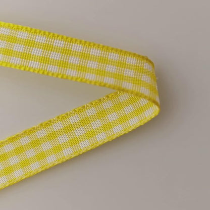 Yellow and White Gingham Plaid Checked Ribbon 25 Yards Per Roll Checkerd Craft - Image 8