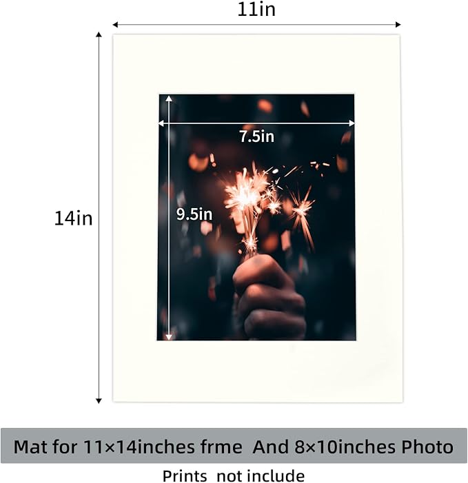 HOTUO 10 Pack Acid Free Ivory Picture Frame Mats, Pre-Cut 11x14 Picture Mats - Image 2