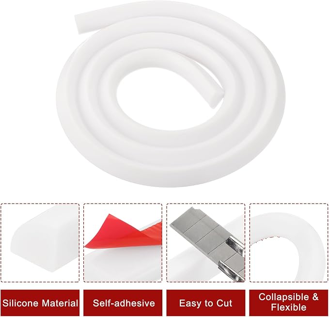 uxcell Flexible Molding Trim, 59 Inch Flexible Quarter Round Molding Silicone - Image 3