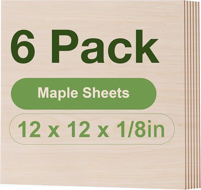 6 Pack Maple Plywood Sheets, 3mm Plywood by Wowood