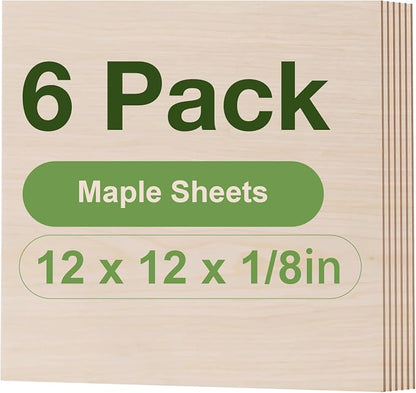6 Pack Maple Plywood Sheets, 3mm Plywood by Wowood