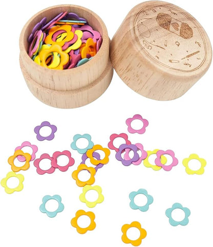 Hilsayum 60PCS Multicolor Stitch Markers Flower Shape Metal Ring Stitch by Hilsayum