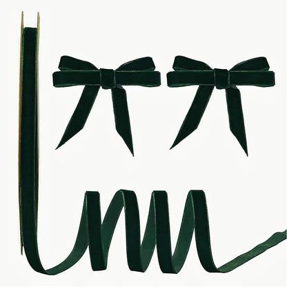 15 Yards Velvet Ribbon 3/8 Inch Single Face Green Velvet Ribbon Spool Prefect by Winjeto