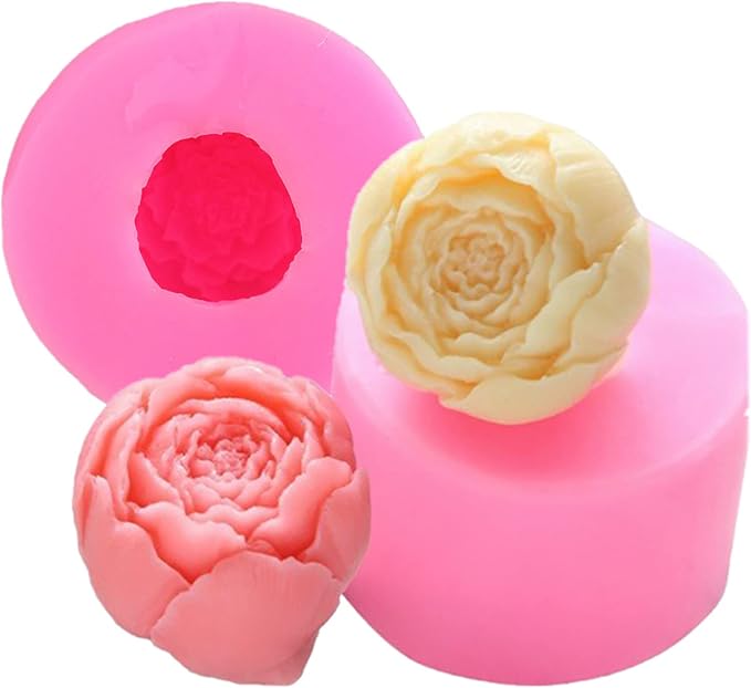 2PCS Peony Flower Silicone Candle Molds Soap Molds Fondant Chocolate Cake Candy by Anktily