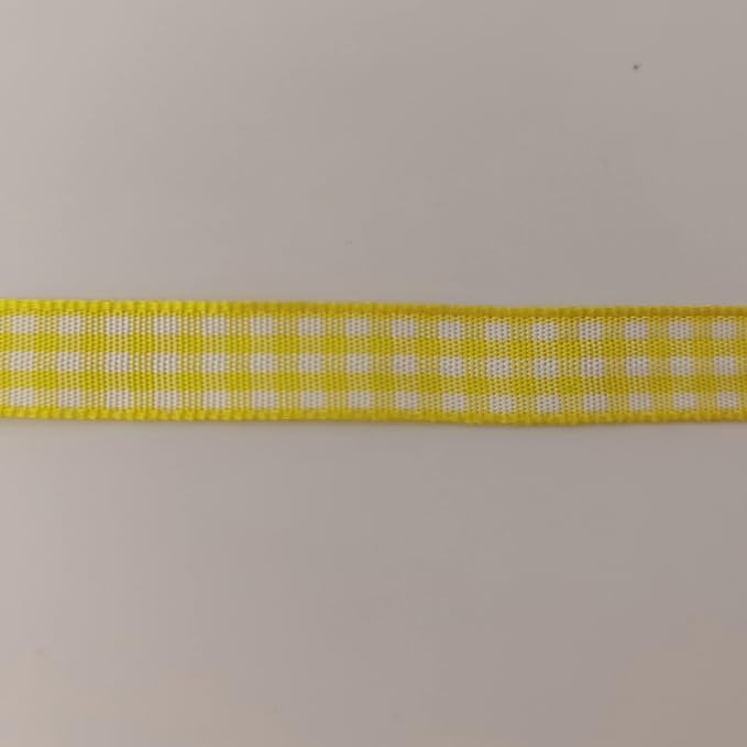 Yellow and White Gingham Plaid Checked Ribbon 25 Yards Per Roll Checkerd Craft - Image 9
