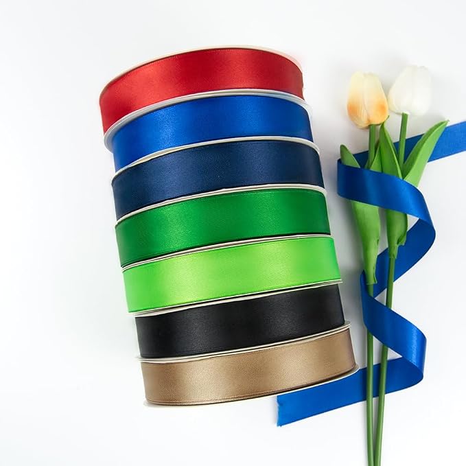 1 Inch 100 Yards Satin Ribbon Dark Blue, Solid Color Fabric Ribbon - Image 9