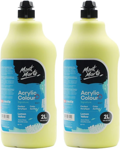 Mont Marte Discovery School Acrylic, 2 PACK, Lemon Yellow, 1/2 Gallon. Ideal by MontMarte