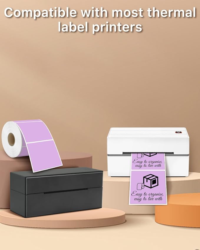 iEager Purple Square Thermal Label Stickers, 500 Sheets/Roll - Image 5