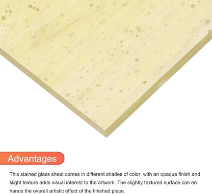 MECCANIXITY 2 Pcs Stained Glass Sheet Mosaic Tile 7.9 Inch x 5.9 Inch Apricot - Image 4