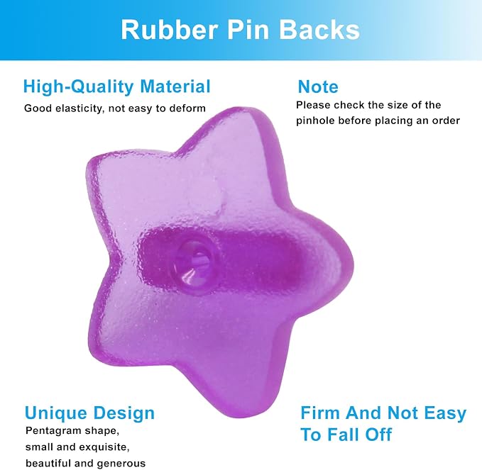 100 Pack Star Shape Rubber Pin Backs, Lapel Pin Backing Locking Pin Keepers - Image 3