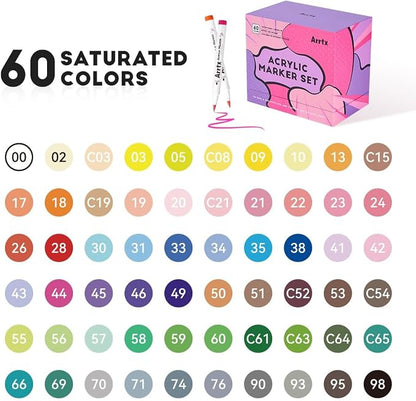 Arrtx 60 Colors Paint Markers Pens, Acrylic Paint Pens - Image 3