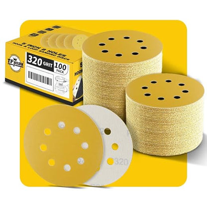 100PCS 5 Inch 320 Grit 125mm 8 Hole Sanding Discs Sandpaper by TPmax
