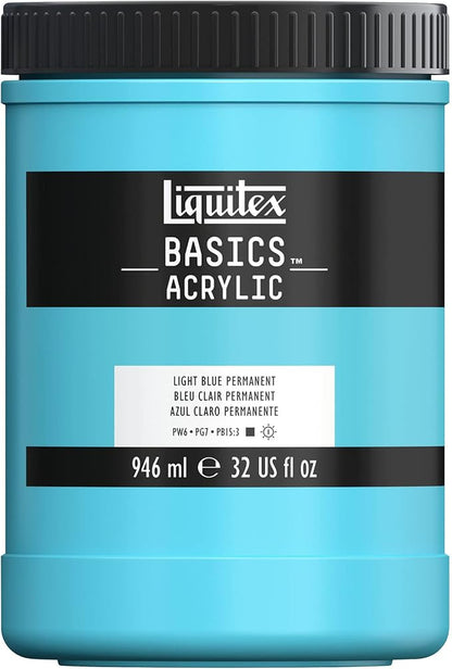 Liquitex BASICS Acrylic Paint, 946ml Jar, Light Blue Permanent by Liquitex