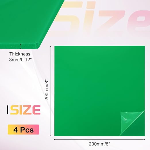 uxcell 4Pcs Acrylic Sheets 8x8 Inch Acrylic Panel 1/8 Inch-3mm Plastic Board - Image 2