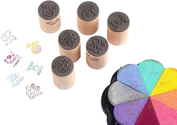 DECORA 6pcs Round Wood Rubber Stamp - Image 5