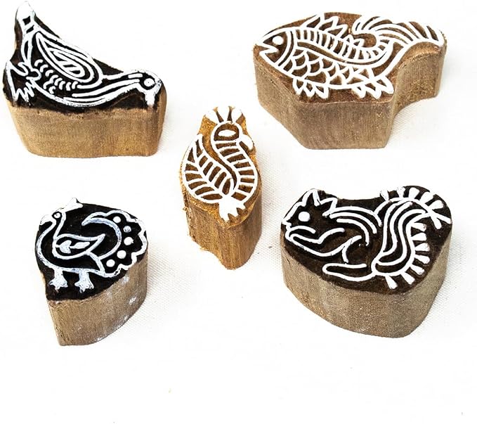 Hashcart Wooden Indian Traditional Design Printing Stamps/Blocks by Hashcart