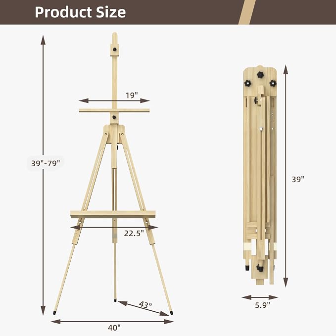 Tripod Easel for Painting, Art Wooden Easel Stand for Adults or Students - Image 2