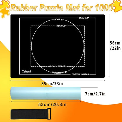 Rubber Jigsaw Puzzle Mat 1000 Pieces | 20" x 27"Puzzle Mats Roll Up | Jigsaw - Image 2