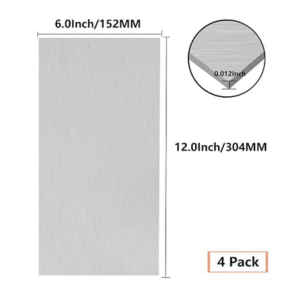 4Pack 5052 H32 Thin Aluminum Sheet Metal 6 x 12 x 0.012 Aluminum Plate Covered - Image 2