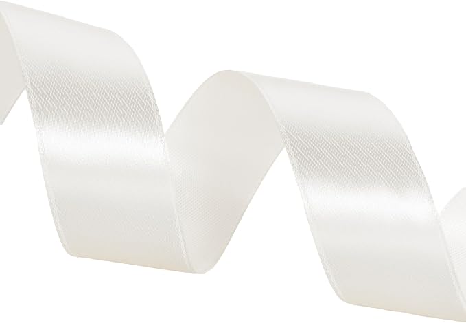 1 Inch Ivory Solid Satin Ribbon, 50 Yards Craft Fabric Ribbon - Image 4