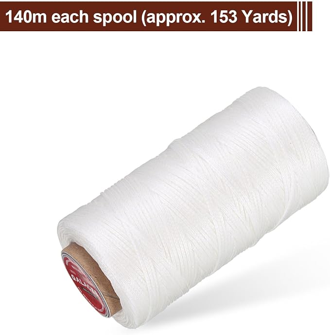 uxcell Flat Leather Sewing Waxed Thread, 140m / 153 Yards Polyester Wax String - Image 3