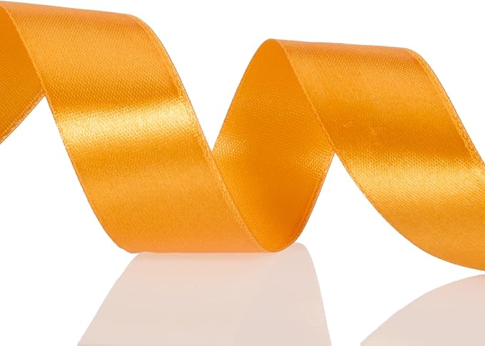 1 Inch Orange Solid Satin Ribbon, 50 Yards Craft Fabric Ribbon - Image 3