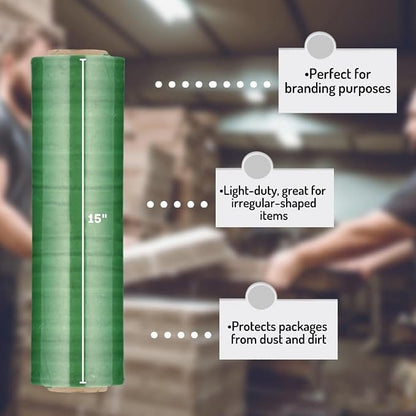 PSBM Green Stretch Wrap, 15 Inch x 1476 Feet, 8 Pack, Tinted Pre-Stretched - Image 5