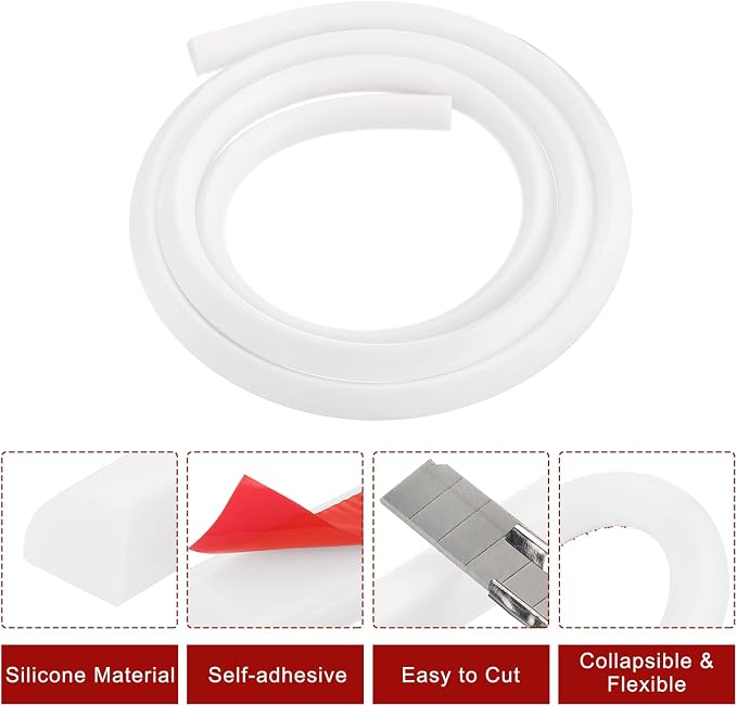 uxcell Flexible Molding Trim, 79 Inch Flexible Quarter Round Molding Silicone - Image 3