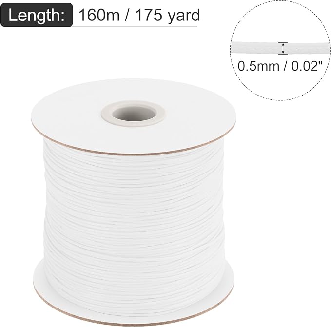 MECCANIXITY Waxed Polyester Cord 0.5mm 175 Yard White - Image 2