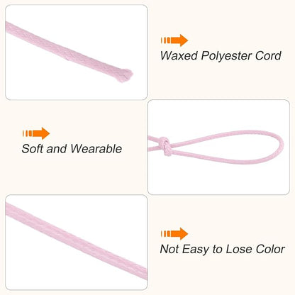 MECCANIXITY Waxed Cord 0.5mm Waxed Polyester Cord 175 Yard Light Pink - Image 3