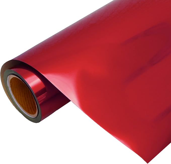 Threadart Metallic Foil Red Heat Transfer Vinyl Film | Custom Cut Roll 20" Wide by ThreadArt