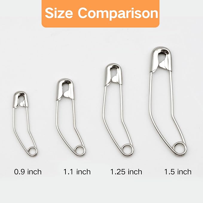 vrupin 100pcs Stainless Steel Curved Safety Pins - Image 3