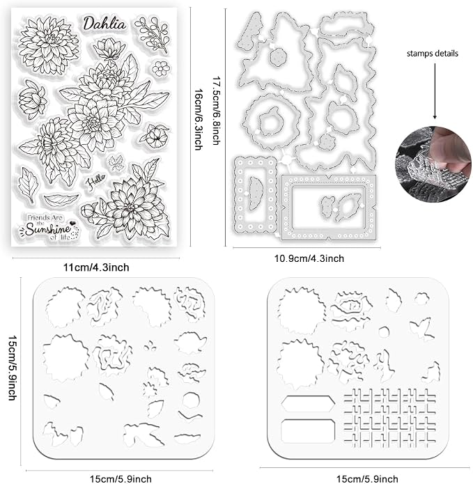 ORIGACH Realistic Dahlia Layering Stencils Set - Image 2