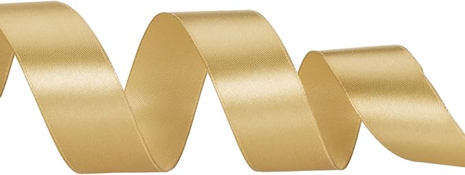 1 Inch Champaign Gold Solid Satin Ribbon, 50 Yards Craft Fabric Ribbon - Image 3