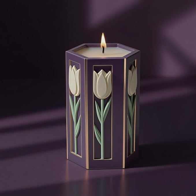 Tulip Flower Candle Molds, 3D Floral Silicone Molds Pillar Candles Mold by USUKUSI