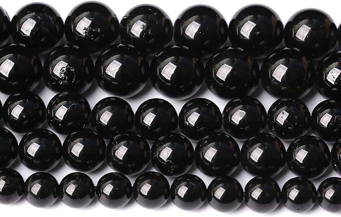 46pcs 8mm AAAA Natural Black Tourmaline Gemstone Beads Round Loose Beads by NaturalStoneBeads