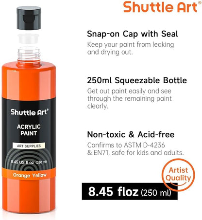 Shuttle Art 18 Colors Acrylic Paint Bottle Set, Rich Pigmented Bulk Painting - Image 3