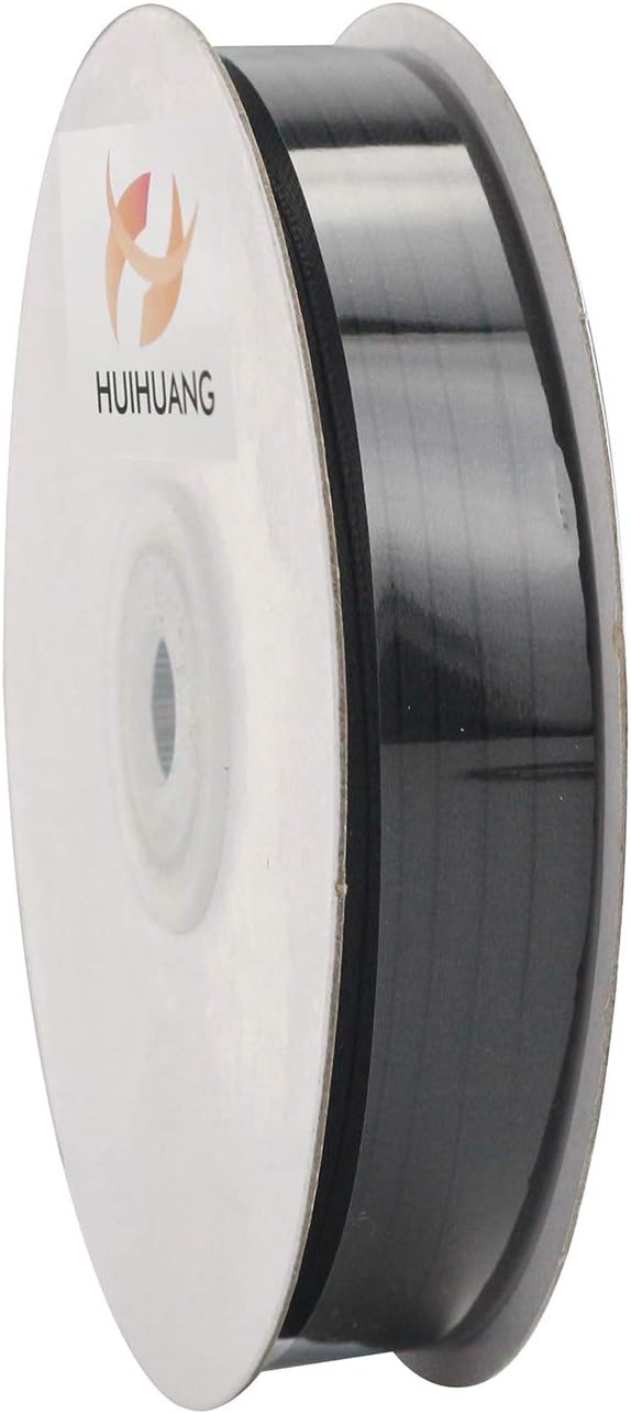 HUIHUANG Solid Color Satin Ribbon 1/8 inch x 100 Yards Roll Ribbon Thin Black - Image 7