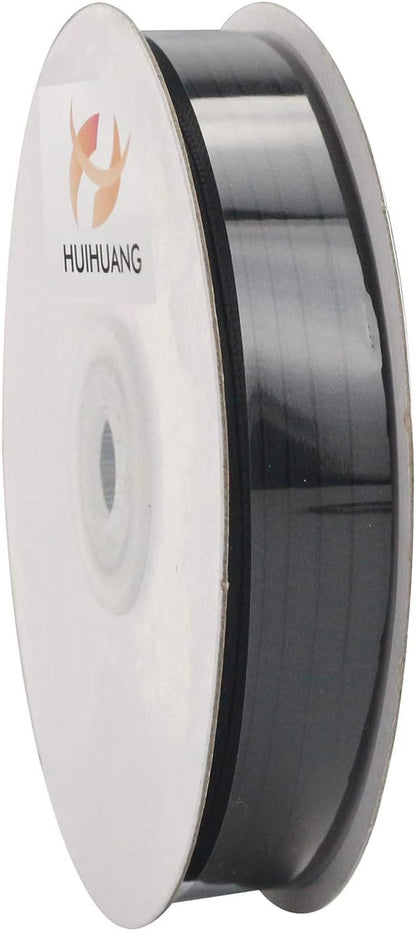 HUIHUANG Solid Color Satin Ribbon 1/8 inch x 100 Yards Roll Ribbon Thin Black - Image 7