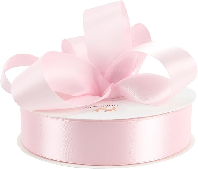 HUIHUANG Pink Satin Ribbon 1-1/2 inch x 100 Yards Light Pink Double-Faced Satin - Image 6