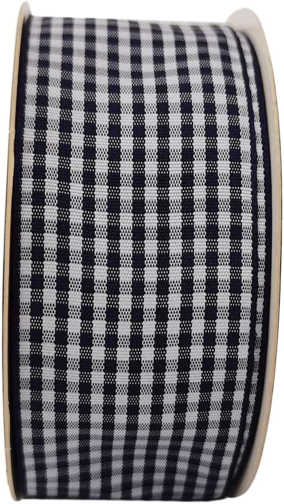 1.5 Inch Blue and White Woven Edge 100% Polyester Gingham Ribbon 25 Yards Each - Image 5