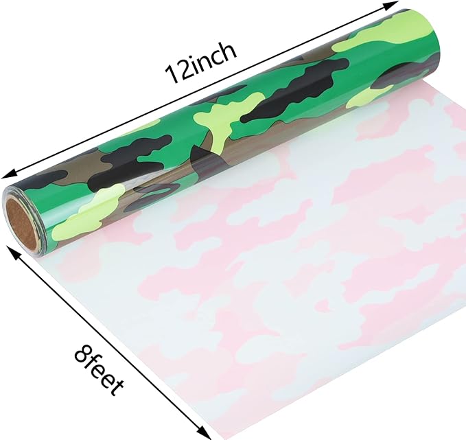 Guangyintong Camouflage Green Heat Transfer Vinyl HTV Rolls, Stretchy Thin Soft - Image 3