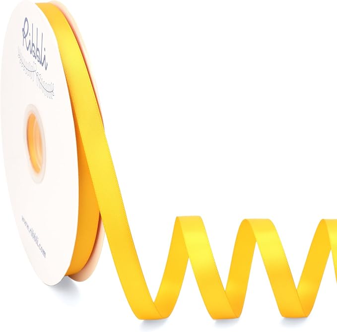 Ribbli Maize Yellow Satin Ribbon Double Faced Satin 1/2 Inch x Continuous 100 by Ribbli