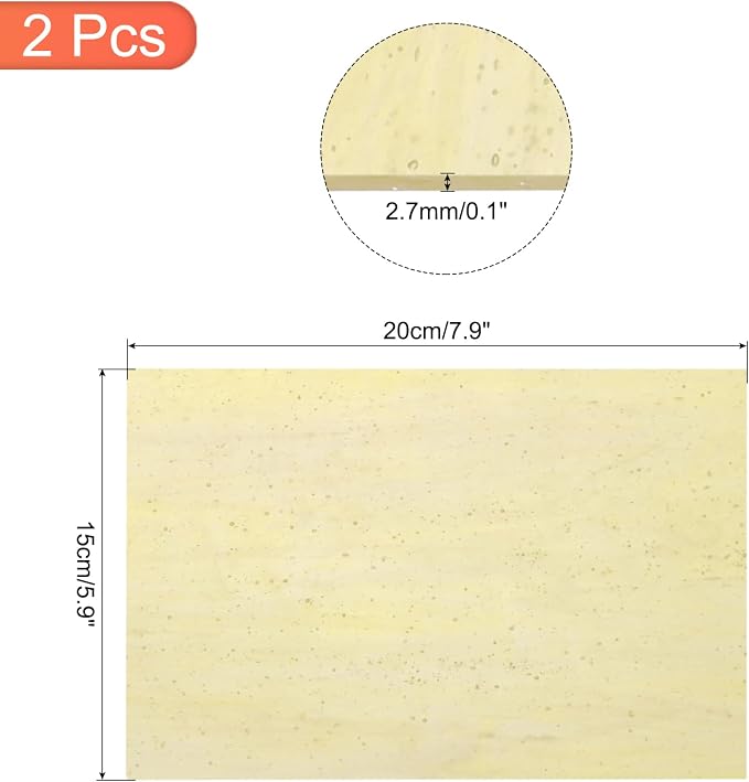 MECCANIXITY 2 Pcs Stained Glass Sheet Mosaic Tile 7.9 Inch x 5.9 Inch Apricot - Image 2