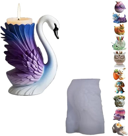 Animal Resin Molds Silicone 3D Cute Swan Epoxy Resin Plaster Candle Holder Wax by Unknown