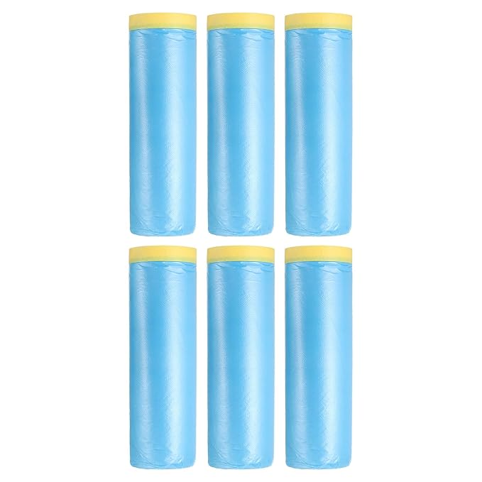 uxcell Pre-Taped Masking Film, 4.9ft x 66ft Plastic Paint Drop Cloth by uxcell